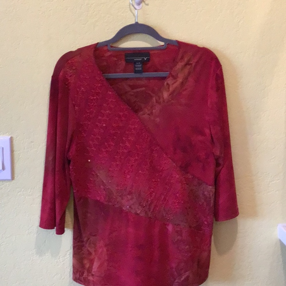Women's Ruby Red Wrap-Style Top